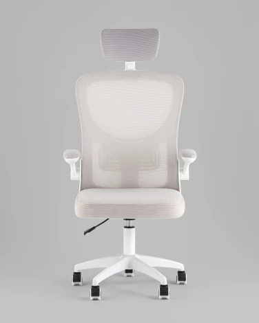 Кресло офисное TopChairs Core серый с подголовником пластик белый TopChairs УТ000041968