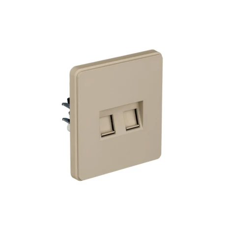 Розетка компьютерная двойная RJ45+RJ45 кат6 с/у шелк Kranz Round KR-78-0725-7