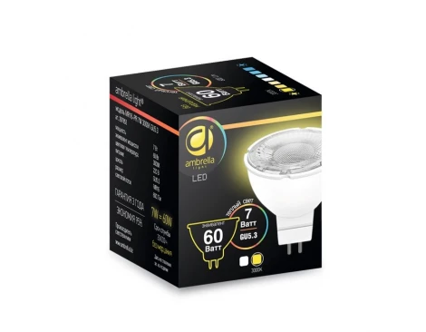 Лампочка светодиодная полусфера прозрачная колба GU5.3 7 Вт 560 lm 3000K теплое свечение Ambrella Present 207853