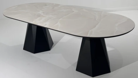 Стол ОРФЕЙ 240 нераскладной цвет ОНИКС (ONYX SABLE PULIDO), керамика / Черный каркас M-City 64718