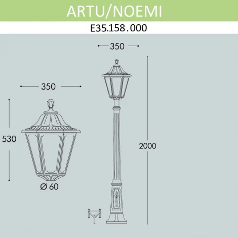 Наземный фонарь Fumagalli Noemi E35.158.000.WXH27 (220V, IP55)