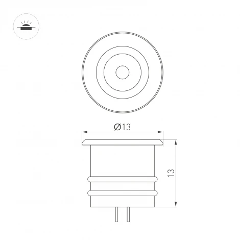 Светильник мебельный ART-PICCOLO-BUILT-R13-1W Warm2700 (BRS, 30 deg, 3V) (Arlight, IP40 Металл) 061675