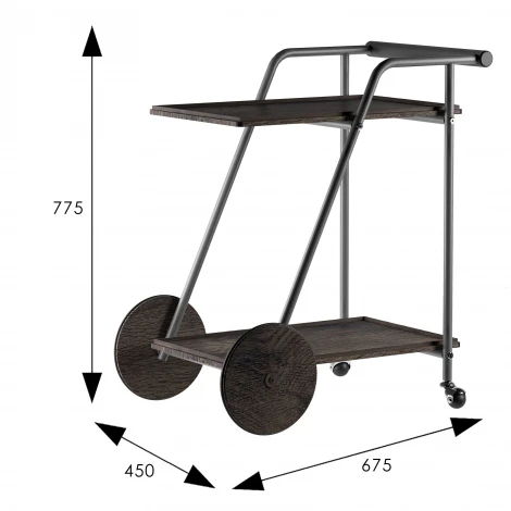 Стол сервировочный Оди металлик/эбеновое дерево/дуб маррон Mebelik 008846