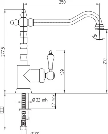 Смеситель Paini Duomo 88CR572L1USKM для кухонной мойки