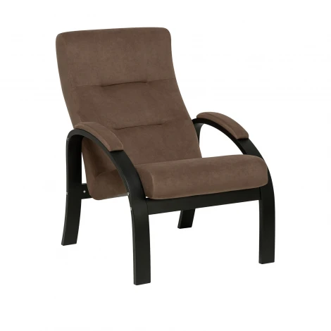 Кресло Leset Лион 4687206966574 Фанера,Береза,Шпон, Велюр, Коричневый, Венге