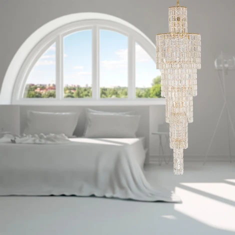 Подвесная люстра каскадная Arti Lampadari Valencia E 1.11.50.501 G (220V, хрусталь, на цепи)