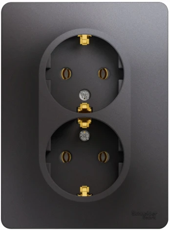 Розетка встраиваемая двойная с заземлением (графит) Systeme Electric Glossa GSL001324