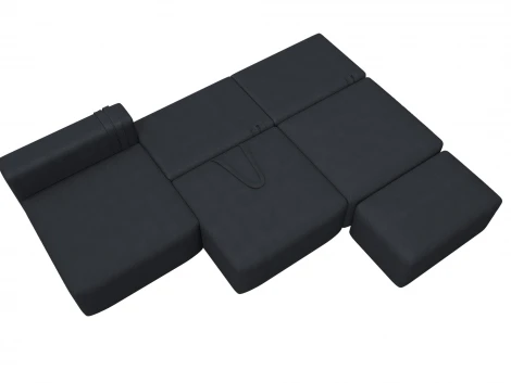 Диван угловой модульный с пуфом Лига-060 НПБ Лонг угол универсальный (ЛДСП,Брус,Фанера/Пластик/Замша/Темно-серый) Лига Диванов 129521