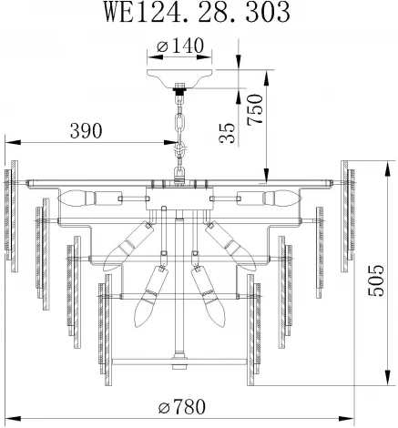 Подвесная люстра каскадная Wertmark Agati WE124.28.303 (220V, на цепи)