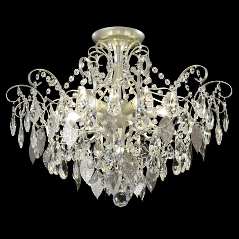 Потолочная люстра на штанге Crystal Lux ESMIRALDA PL6 SILVER (220V, подвески, листья)