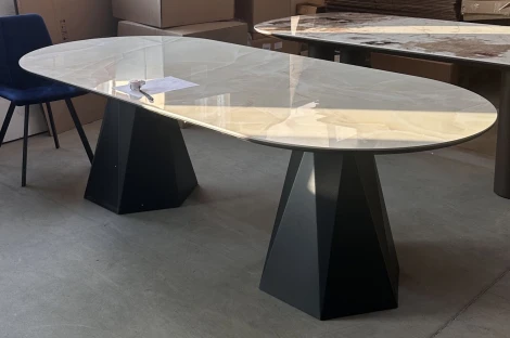 Стол ОРФЕЙ 240 нераскладной цвет ОНИКС (ONYX SABLE PULIDO), керамика / Черный каркас M-City 64718