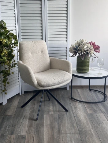 Стул ДАРЕМ (DAREM) Белый букле Davis now or never -03 / черный каркас, ®DISAUR M-City 64281