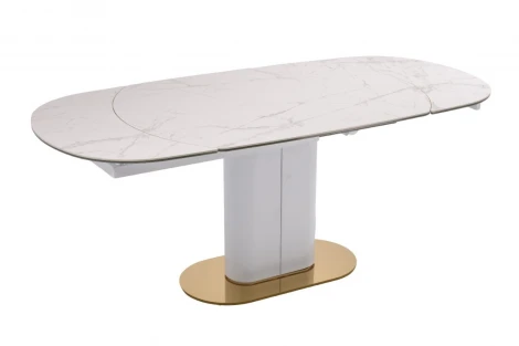 Стол обеденный IST-CASA раскладной Атриум-2 MC3035-140W, 140(30+30)х100х77 см, белая керамика