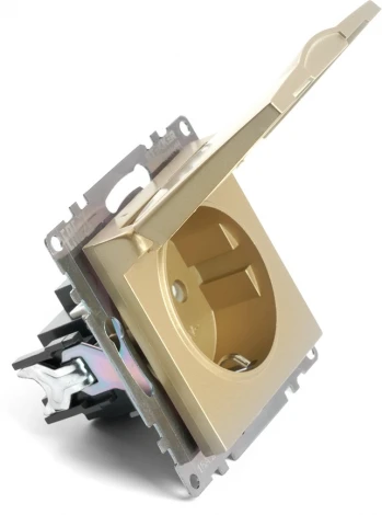 Розетка с заземлением и защитной крышкой (золото) Stekker Катрин 49222