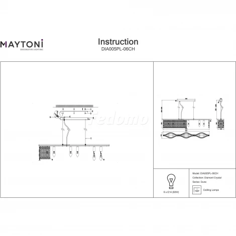 Подвесной светильник Maytoni Dune DIA005PL-06CH (220V, хрусталь, на тросе)