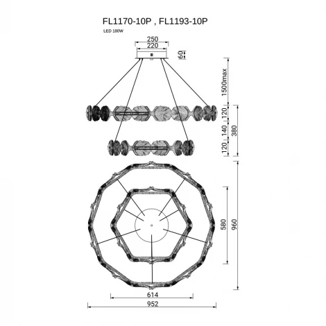 Подвесная люстра светодиодная Fluorite Pianta FL1193-10P
