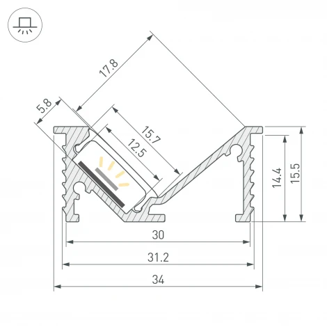 Профиль SL-BEVEL-W32-F-2000 ANOD BLACK (Arlight, Алюминий) 063941