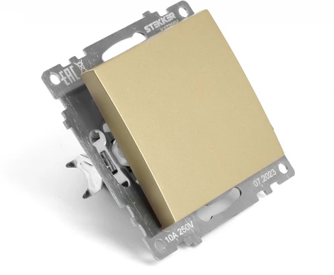 Выключатель одноклавишный (золото) Stekker Катрин 49213