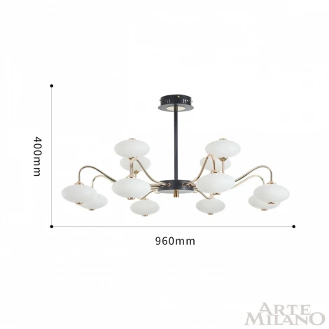 Потолочная люстра на штанге Arte Milano 273908/12 BK/GD (LED, 220V, шарики)
