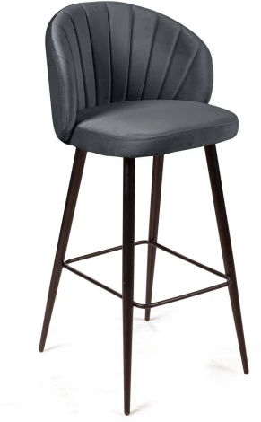 Стул барный Mont Blanc, бархат светло-серый 26 / черный конус Top Concept арт.18475