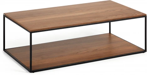 Yoana Журнальный столик из орехового шпона и черного металла 110 x 60 см La Forma (ex Julia Grup) арт.146309