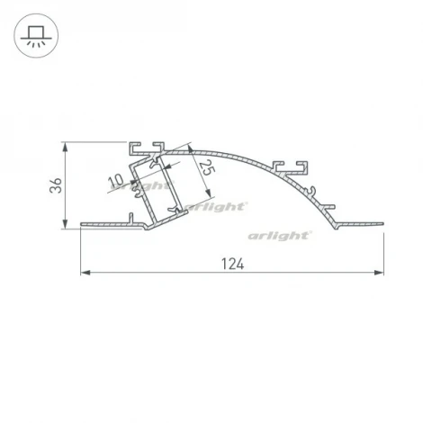 Профиль с экраном ALM-ARC-SINGLE-2000 ANOD+FROST (Алюминий) 029850 Arlight