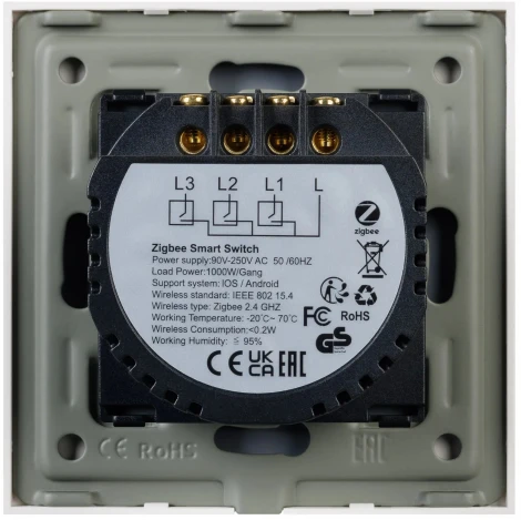 Выключатель сенсорный SWT-OMALI-S03-ZB-GD (250V, 10A, Zigbee) (Arlight, Стекло) 050048