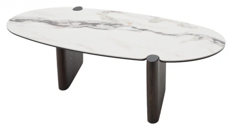 Стол кофейный АРН (ARN) цвет FENDI WHITE керамика на стекле/массив/ МДФ, дубовый шпон ®DISAUR M-City 64676