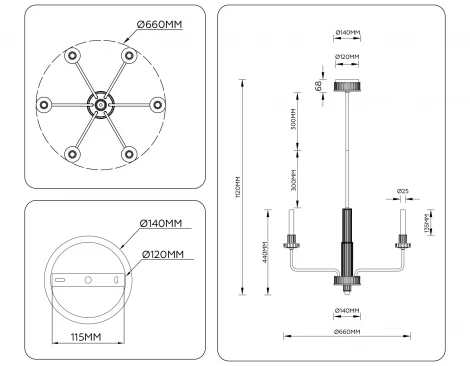 Потолочная люстра светодиодная на штанге Ambrella High Light LH53124