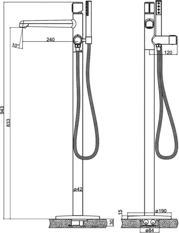 Смеситель BelBagno Uno UNO-FMT-CRM напольный, для ванны с душем, С ВНУТРЕННЕЙ ЧАСТЬЮ