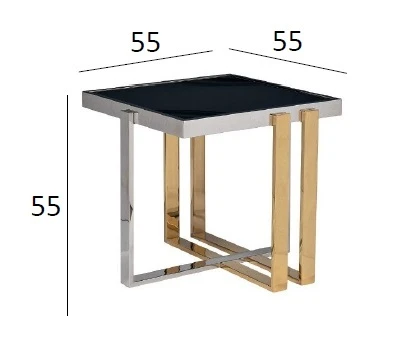 47ED-20920 Стол журнальный черн.стекло/хром+золото 55*55*55см Garda Decor