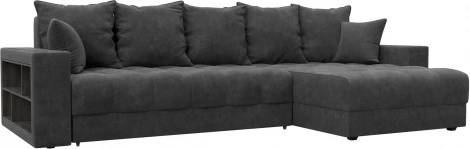 Диван угловой с декором и полкой Лига-050 НПБ Лига Диванов (Велюр) арт.128598