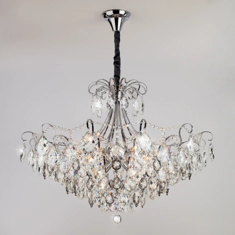 Подвесная люстра Eurosvet Crystal 10080/12 хром / прозрачный хрусталь
