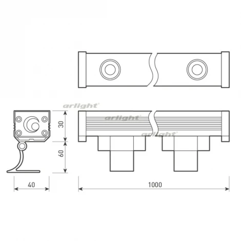 Светодиодный прожектор линейный IP65 AR-LINE-1000XS-12W-220V White (Grey, 30 deg) (Arlight, Закрытый) 024333