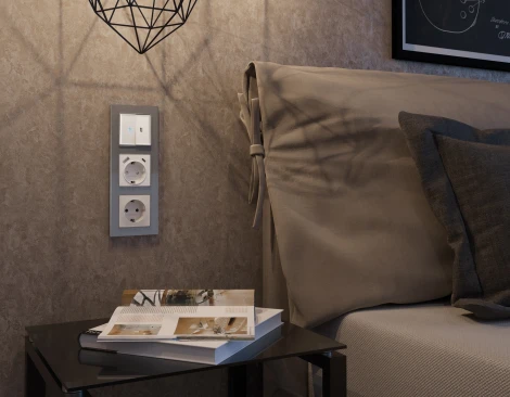 Рамка Ambrella Volt ALFA Platos (Антрацит серый Стекло органическое) 5-ая AF330655