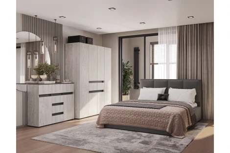 Комод БТС комбинированный Мрия КМ-15, Бетон пайн светлый, графит