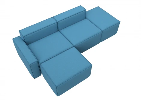 Диван угловой модульный Лига-063 угол левый (ДСП/Пластик/Рогожка/Голубой) Лига Диванов 129786L