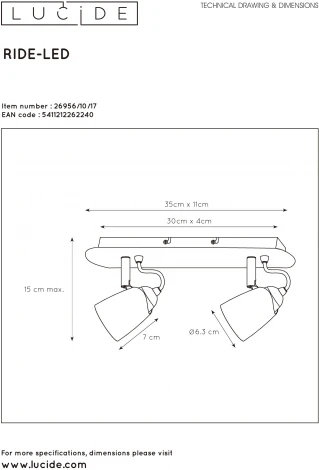 Спот Lucide Ride-led 26956/10/17