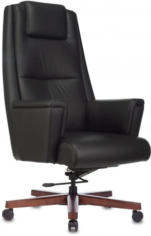 Кресло руководителя Бюрократ _DUKE черный кожа крестовина металл/дерево