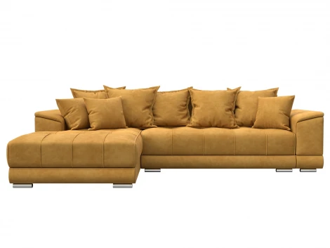 Диван угловой НордСтар левый угол (ДСП,Брус/Пластик/Велюр/Желтый) Лига Диванов 127934L