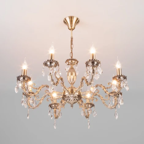 Подвесная люстра Eurosvet Favola 10102/8 античная бронза/прозрачный хрусталь Strotskis