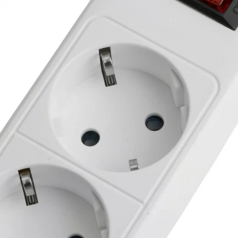 Сетевой фильтр 6-и местный с заземлением 5 метров (белый) Stekker Optima 50097