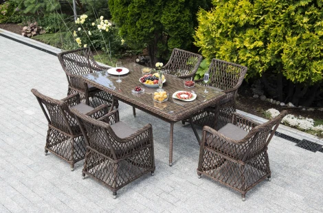 Обеденная группа плетеная, цвет коричневый 4SIS Латте LC6T-7-SET brown
