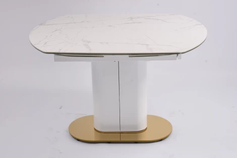 Стол обеденный раскладной Атриум-2 MC3035-120W, 120(30+30)х90х77 см, белая керамика IST-CASA