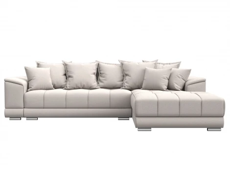 Диван угловой НордСтар правый угол (ДСП,Брус/Пластик/Замша/Бежевый) Лига Диванов 128213