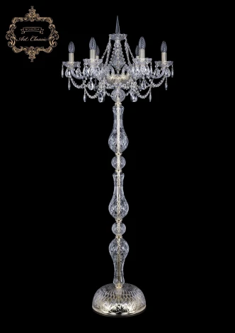 Торшер Art Classic 13.25 13.25.6.200.h-160.Gd.Sp (220V, хрусталь, подвески, подсвечник, свеча, под старину)