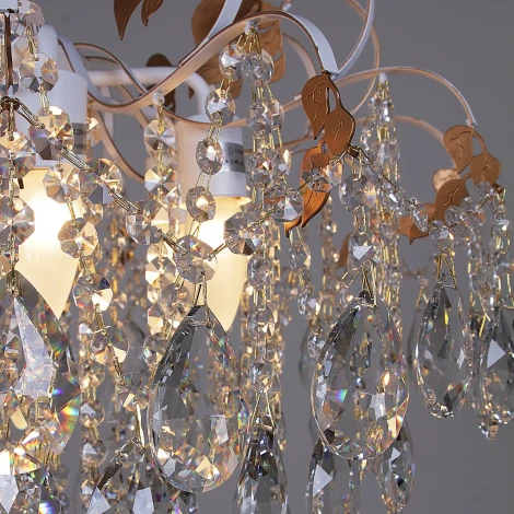 Потолочная люстра на штанге Reluce 96028-0.3-07 WH+GOLD PN (220V, хрусталь)