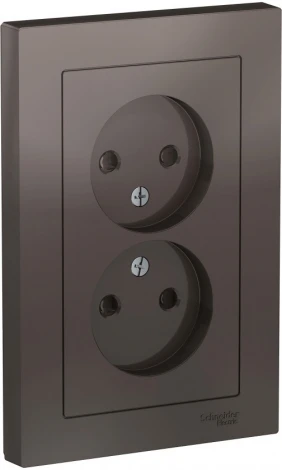 Розетка встраиваемая двойная без заземления со шторками (мокко) Systeme Electric AtlasDesign ATN000622