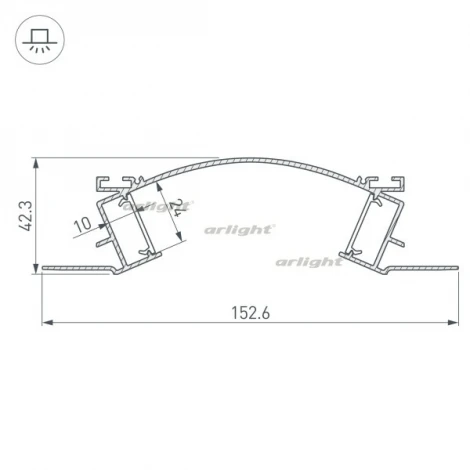 Профиль с экраном ALM-ARC-DOUBLE-2000 ANOD+FROST (Алюминий) 029852 Arlight