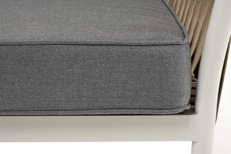 "Касабланка" диван 2-местный плетеный из роупа, каркас алюминий светло-серый (RAL7035) муар, роуп серо-коричневый 23мм, ткань серая 017 4SIS арт.УТ-00006209